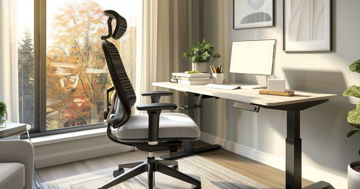 at home office with customized ergonomic desk chair 