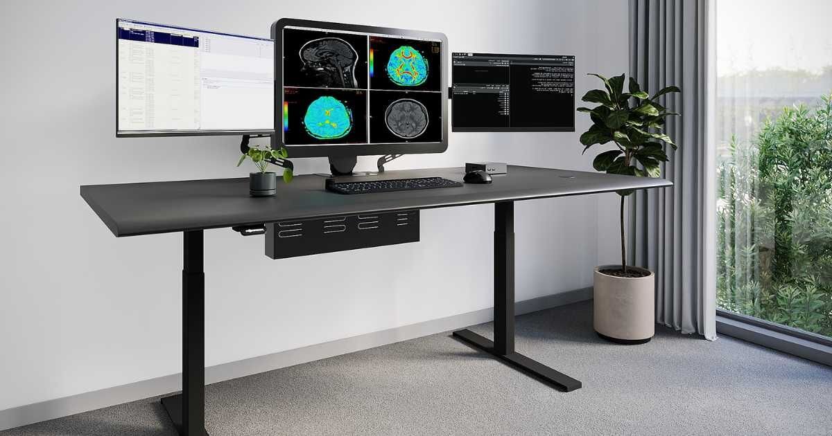 At home sit to stand ergonomic workstation for radiologist 